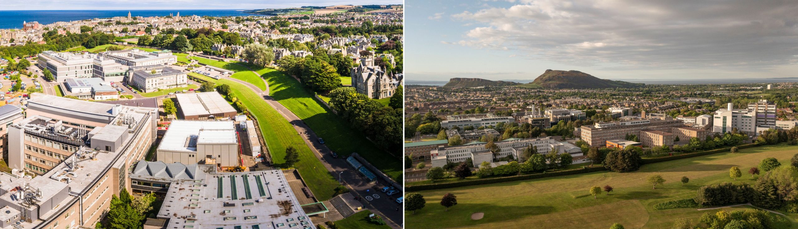 Aerial photos of St Andrews and Edinburgh schools of chemistry